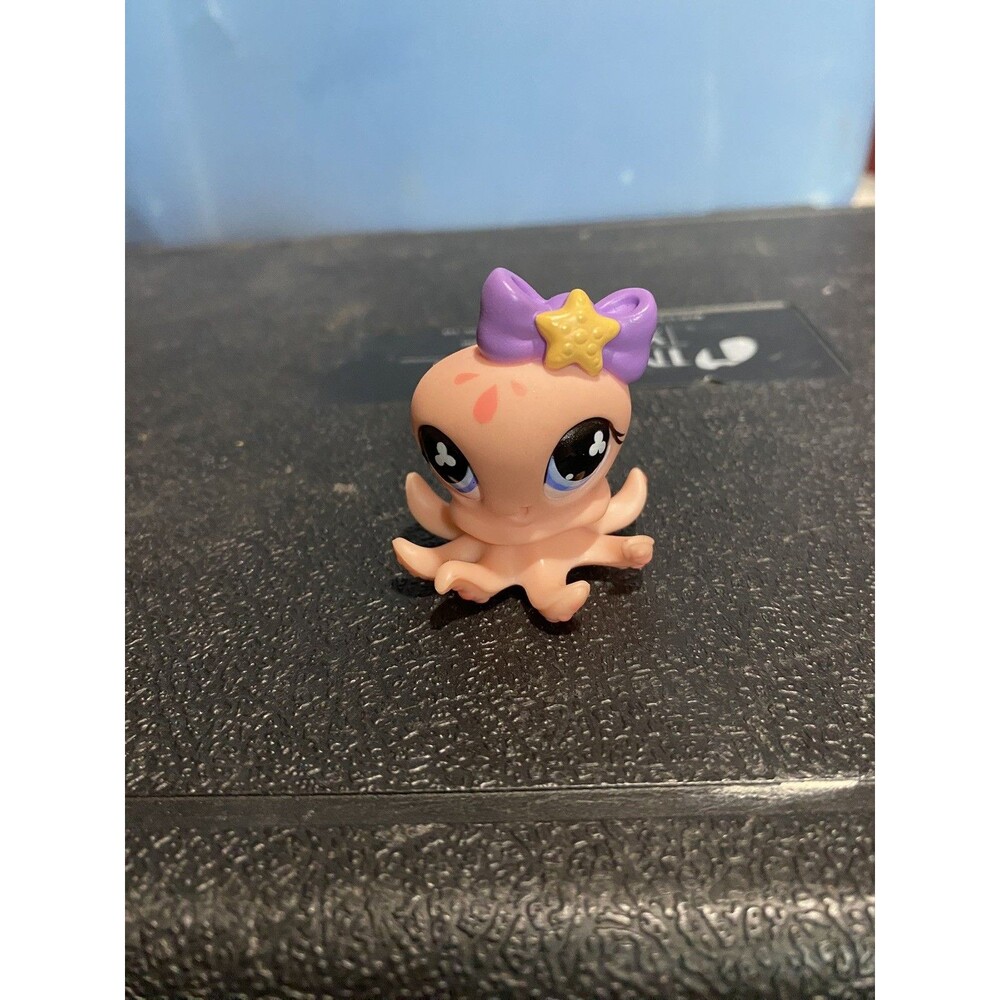 Littlest Pet Shop LPS 513 Peach Octopus Purple Bow Starfish Vintage Hasbro Toy